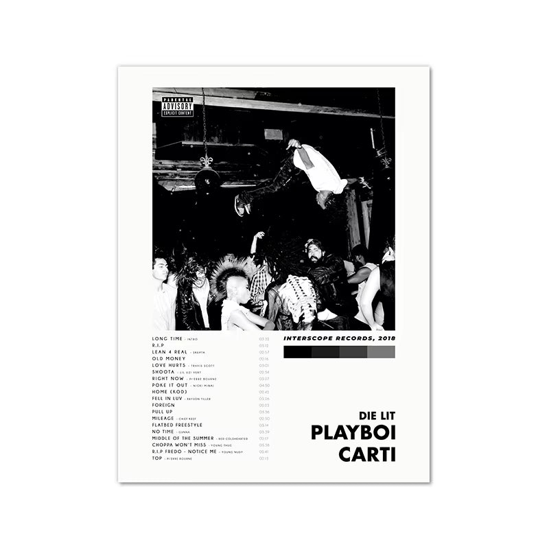 Playboi Carti Posters Whole Lotta Red Tracklist Album Cover Poster Die Lit Music Wall Art Canvas Painting Prints Decor Fans Gift