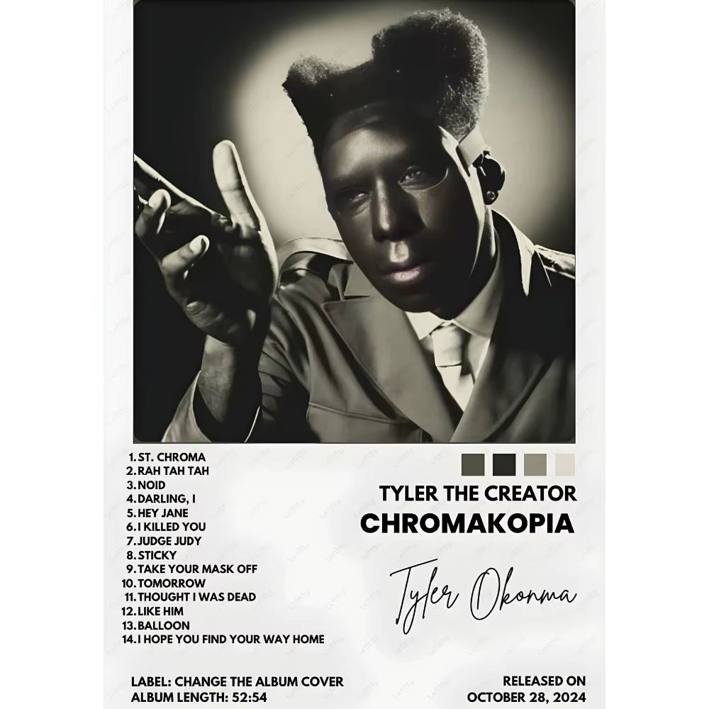 Rapper T-Tyler Creator C-Chromakopia Poster Sticky Wall Art Printing Waterproof Home Living Bed Room Bar Aesthetic Decor