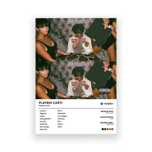 Playboi Carti Posters Whole Lotta Red Tracklist Album Cover Poster Die Lit Music Wall Art Canvas Painting Prints Decor Fans Gift