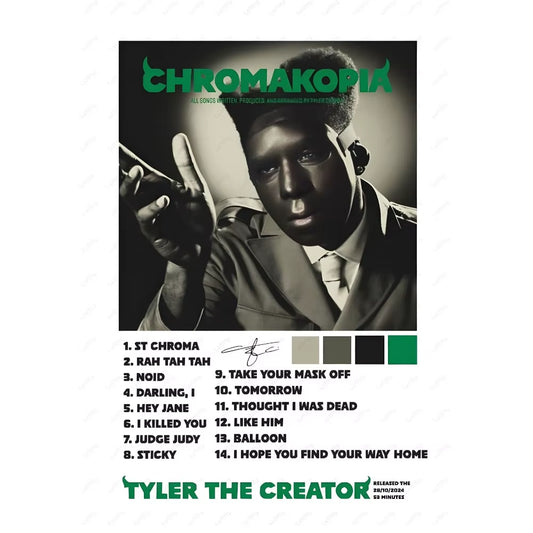 Rapper T-Tyler Creator C-Chromakopia Poster Sticky Wall Art Printing Waterproof Home Living Bed Room Bar Aesthetic Decor